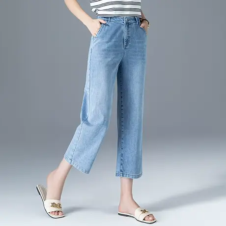 八分直筒牛仔裤女夏薄款2023年新款七分裤夏季女裤夏天九分烟管裤商品大图