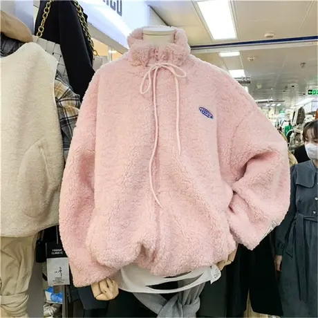 羊羔毛卫衣女2020秋冬ins宽松韩版chic港味上衣加绒加厚开衫外套商品大图