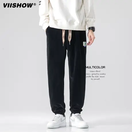 VIISHOW日系灯芯绒裤子男士春秋季潮牌束脚运动裤男重磅休闲卫裤商品大图