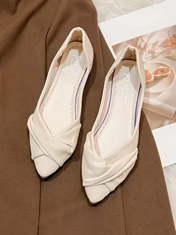 2023年春季新款浅口尖头侧空仙女晚晚风温柔鞋气质单鞋女平底瓢鞋商品大图