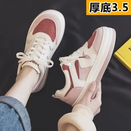 厚底小白鞋女2023新款春季松糕大头鞋秋款小众ins潮百搭运动板鞋商品大图