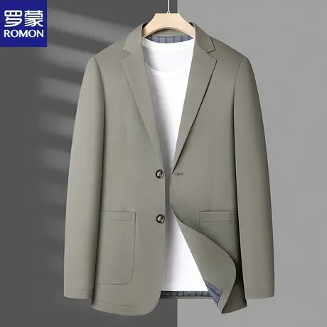 罗蒙高档西服男士西装上衣秋季新款商务休闲纯色小西装中青年外套图片