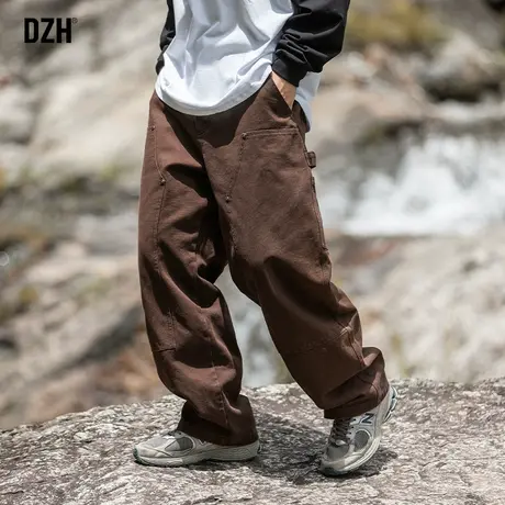 男士春秋咖啡色裤子男款美式高街2023新款工装伞兵裤直筒裤休闲裤商品大图
