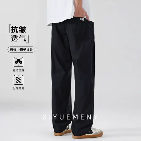 薄款纯色简约休闲裤男户外2025夏季新款宽松大码男士潮流直筒裤子商品大图