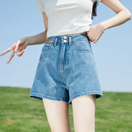 唐狮春夏季新款高腰牛仔短裤女显瘦阔腿裤宽松薄款裤子女夏天商品大图