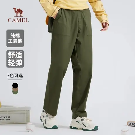 骆驼男装休闲工装裤男女士2025新款春秋季宽松直筒纯棉休闲长裤子商品大图