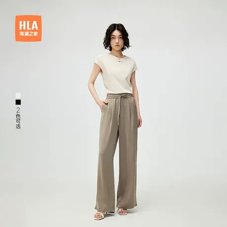HLA/海澜之家优雅短袖T恤2025夏季新款新中式盘扣小飞袖短袖女装商品大图