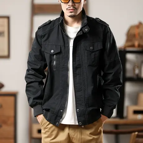 宽松大码外套百搭潮流工装男夹克上衣男士休闲男秋冬款外套图片