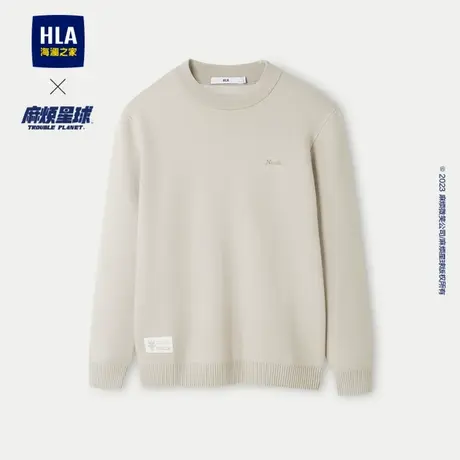 HLA/海澜之家麻烦星球联名系列针织衫2023秋冬新款圆领柔软毛衣男商品大图