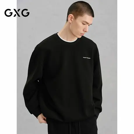 GXG男装 黑色后背图案休闲通勤卫衣24冬新品G24X314037图片