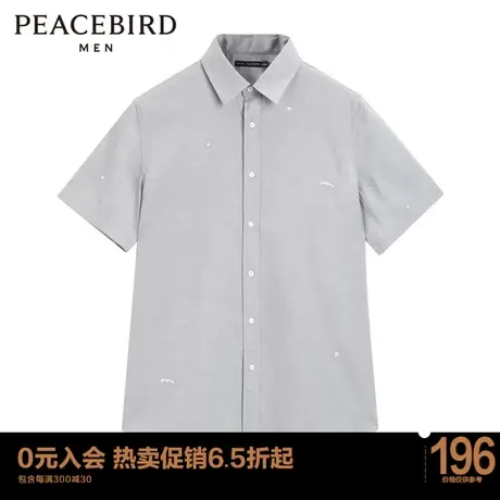 太平鸟男装 2023衬衣男夏季新款刺绣短袖衬衫修身商务时尚上衣图片