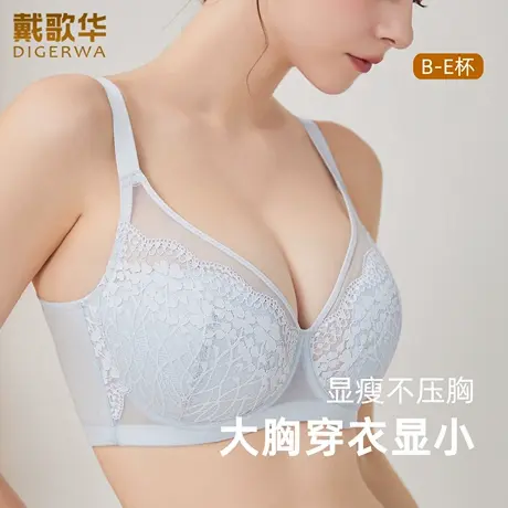 戴歌华新品大胸显小内衣女薄款蕾丝透气舒适大码文胸防下垂收副乳商品大图