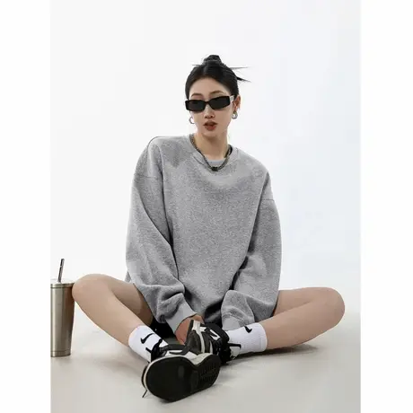 KV真维斯休闲圆领卫衣女2025新款灰色百搭套头上衣通勤风宽松外套商品大图