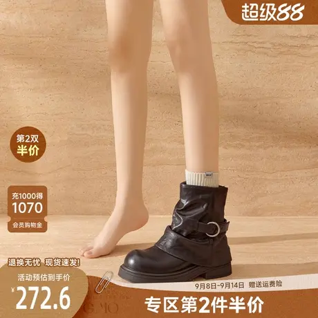 戈美其堆堆靴女款2025新款冬季时尚百搭切尔西靴英伦风小个子短靴商品大图