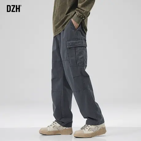 男士纯棉多口袋工装裤男2023新款秋季男款裤子宽松直筒休闲裤长裤商品大图