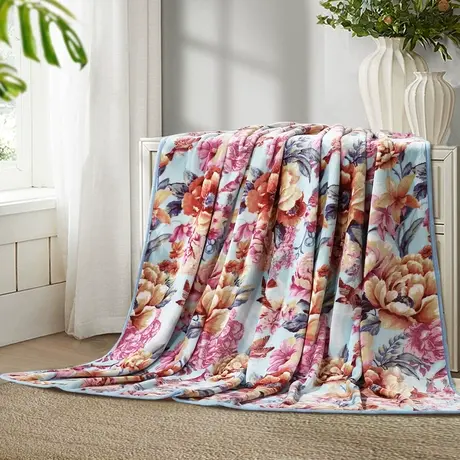 【断码清】富安娜家纺毛毯铺床绒毯舒柔毯珊瑚绒毯子法兰绒午休毯图片