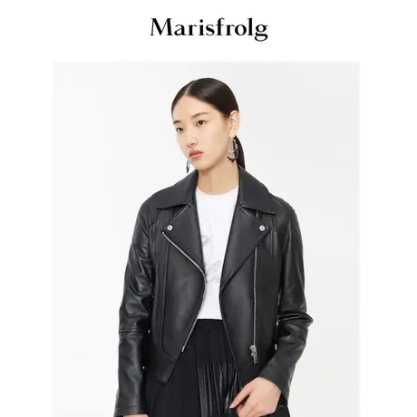 【商场同款】玛丝菲尔秋季新款绵羊皮朋克风皮衣A1BW3607P图片