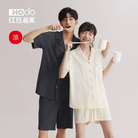 凉感情侣睡衣女短袖红豆2025年新款家居服套装宽松薄款男士春夏季商品大图
