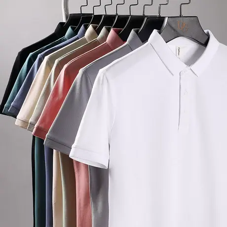 polo衫男短袖夏季潮牌新款丝光珠地网眼棉半袖休闲翻领t恤打底衫商品大图