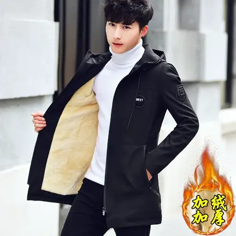 男士外套秋冬季2023新款加绒加厚风衣中长款休闲夹克男装秋装外衣商品大图