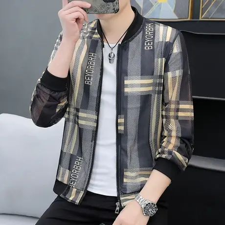 男士夏季镂空冰丝立领防晒衣服男潮流夹克外套薄款户外男款皮肤衣商品大图