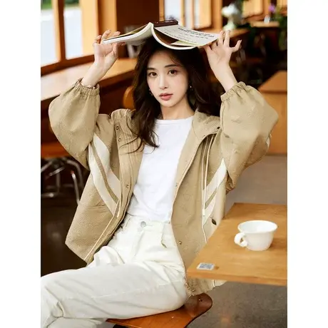 时尚气质休闲百搭外套女2023年秋季新款简约通勤短款小众夹克上衣商品大图