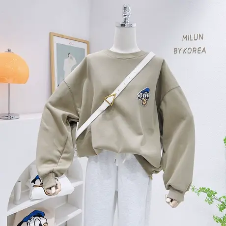 大版加绒上衣外套22秋冬款韩版休闲宽松包臀银狐绒加厚卫衣高级感图片