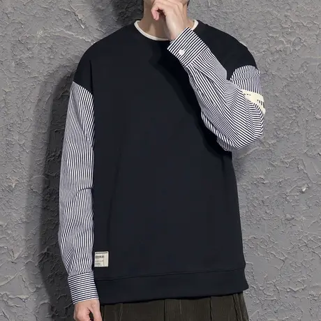 假两件衬衫男卫衣外套男潮高级感冬卫衣小众设计感春秋季潮牌痞帅商品大图