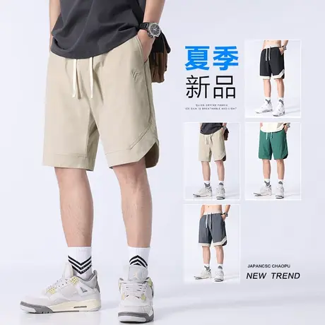 夏季薄款男士五分休闲裤子夏装男士宽松半截冰丝运动短裤2024新款商品大图