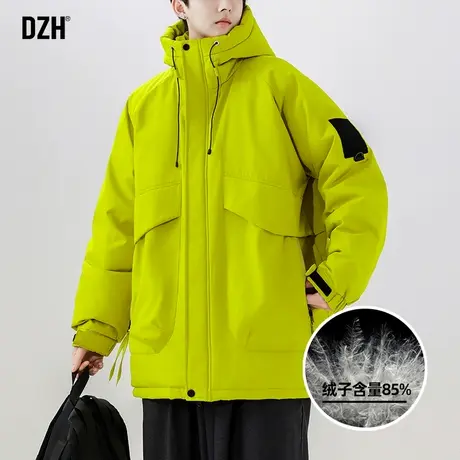 男士工装黄色羽绒服男潮牌冬季2024新款加厚保暖冲锋衣外套滑雪服图片