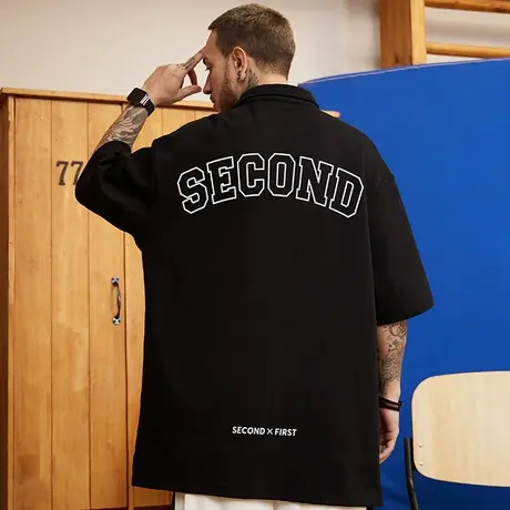 潮牌港风大码男装胖子反领纯棉百搭宽松加肥加大短袖肥佬POLOt恤商品大图