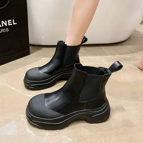 2024年新款英伦风百搭休闲马丁靴切尔西靴子女秋季烟筒厚底短靴女商品大图