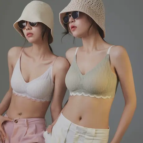 舒适轻薄款微聚拢无痕内衣女小胸文胸套装 无钢圈收副乳上托胸罩商品大图