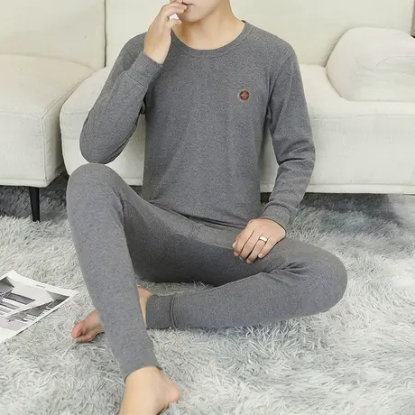 男士纯棉秋衣秋裤套装保暖内衣长袖T恤衫长裤两件套秋冬薄款打底图片
