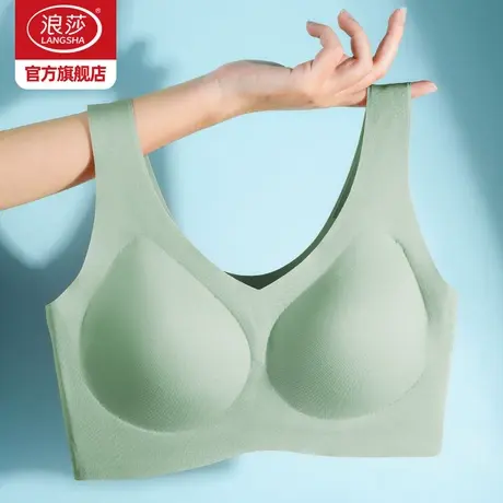 浪莎无痕内衣女士大胸显小胸聚拢无尺码背心式运动收副乳文胸罩DT商品大图
