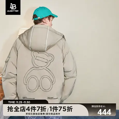 Lilbetter小熊羽绒服男冬季宽松防寒服连帽短款外套加厚情侣夹克图片