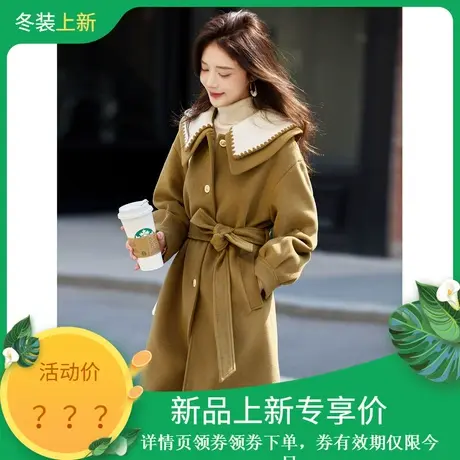 时尚毛呢大衣2023年冬季新款百搭翻领减龄显瘦百搭高级感加棉上衣商品大图