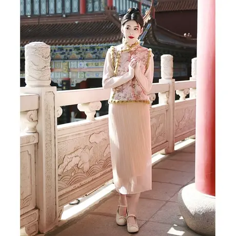 新中式国风马甲女新款2023秋冬款女款冬季今年流行爆款马夹小香风图片