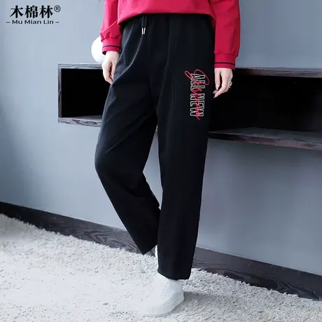 胯大腰圆胖妈妈运动风显瘦阔腿裤春款时尚大码女装抽绳裤子女2024图片