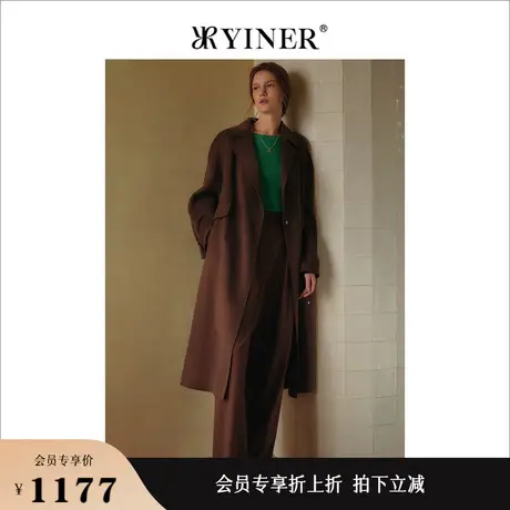 YINER音儿女装秋季含绵羊毛针织衫撞色收袖打底上衣商品大图