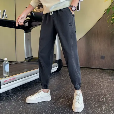 2023新款秋季束脚休闲日常运动长裤网红个性潮牌刺绣ins百搭九分商品大图