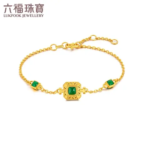 六福珠宝福满传家碧影黄金手链女款珐琅工艺足金计价F48TBGB0011图片