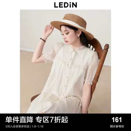 乐町短袖雪纺裙夏季女装温柔连衣裙短款法式娃娃裙仙女裙图片