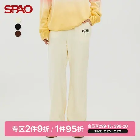 SPAO女士休闲裤春季COCO小熊灯芯绒松紧腰直筒裤SPMTB4TI01商品大图