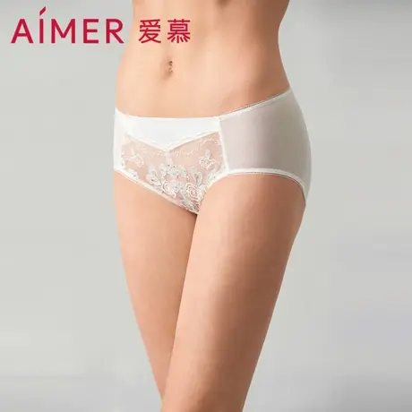 爱慕艾莎内裤女棉质底裆性感蕾丝网纱中腰平角内裤AM239371图片