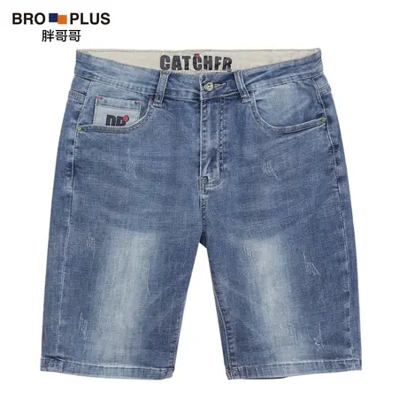胖哥哥2023夏季新品大码男士短裤轻薄透气加大宽松运动弹力牛仔裤商品大图