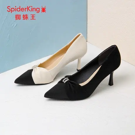 SPIDER KING/蜘蛛王高跟鞋2023秋商场新款单鞋蝴蝶结气质优雅细跟图片