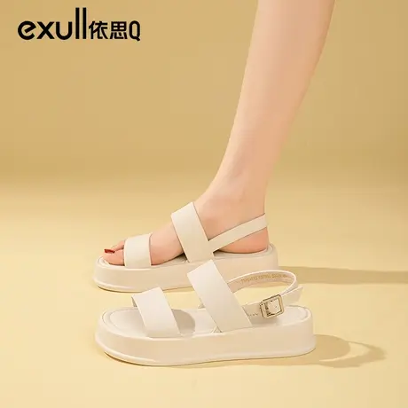 依思q沙滩凉鞋女2024夏季新款厚底百搭踩屎感不累脚软底简约女鞋商品大图