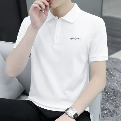 翻领短袖t恤男polo衫有领商务夏季冰丝冰感白色半袖保罗带领衣服商品大图