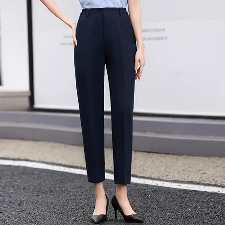 2023新款移动西装裤营业厅工作职业上班九分裤修身直筒裤高腰长裤图片